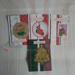4 postales de navidad, con sellos y forma